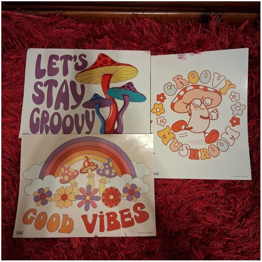 Colorful Groovy Mushroom Posters